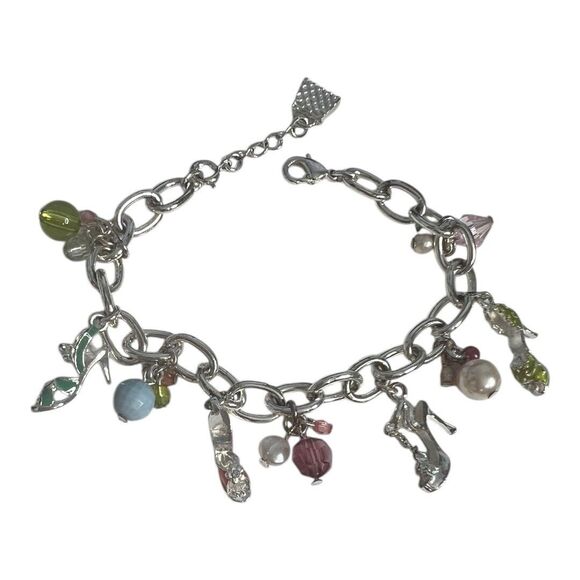 Unbranded Jewelry - Handbag & High Heel Shoes Charm Bracelet, Silver Tone Beads Lobster Claw Chain